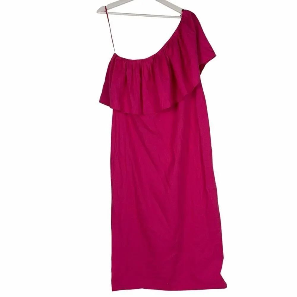 Pomander Place Large One Shoulder Pink Dress Wedding Guest Dress
